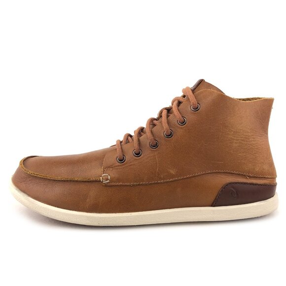 OluKai Nalukai Brown Leather Moc Toe Boots 10 - Picture 1 of 12